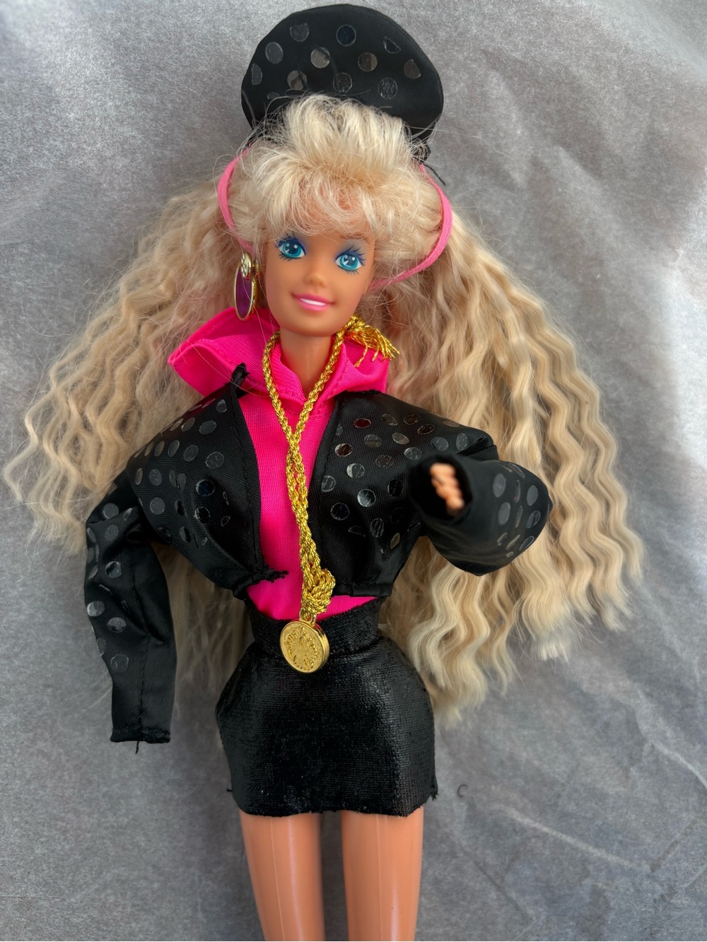 Vintage 1991 Rappin Rockin Barbie Doll #3248 Blonde Crimped Hair Hip Hop Outfit